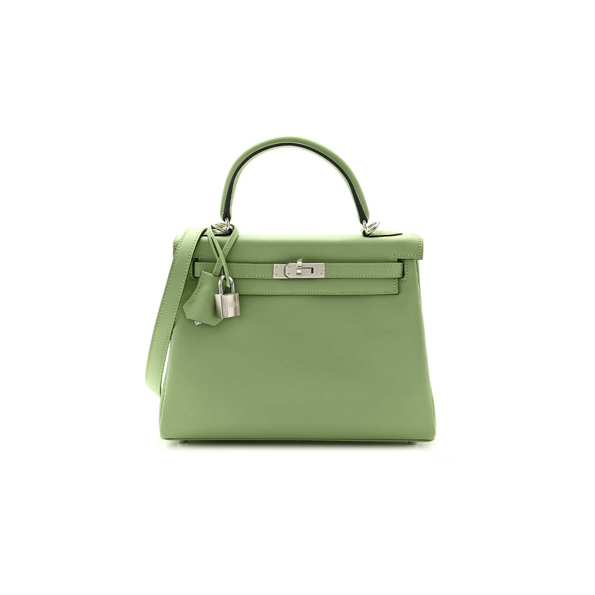 HERMÈS MASTER KELLY 32 SWIFT AVOCADO GREEN SILVER BUCKLE (32*23*10.5cm) 